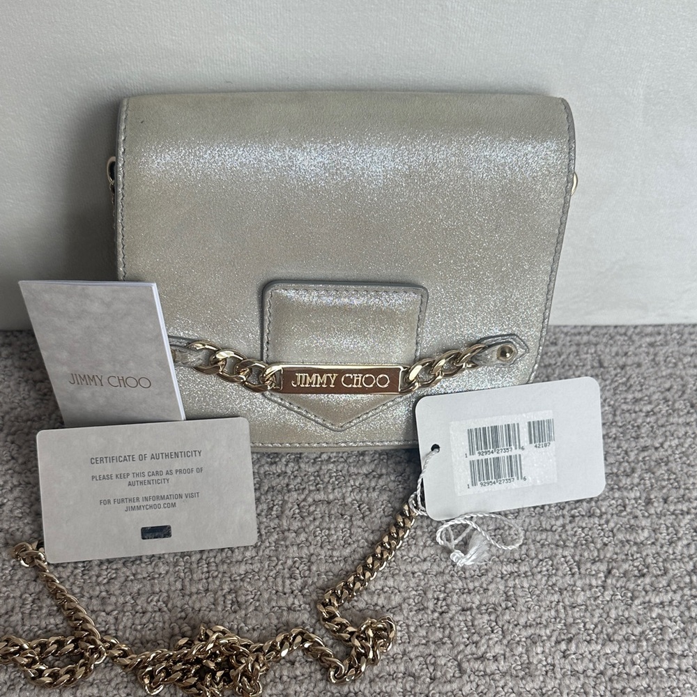 Jimmy Choo Metallic Crossbody Bag with Gold Chain